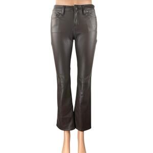 NEW Banana Republic Brown Faux Leather Mid Rise Flared Bootcut Trouser Pants 24